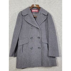Vintage Mackintosh Authentic Womens Peacoat Wool Blend Grey Overcoat Size 8 Rare